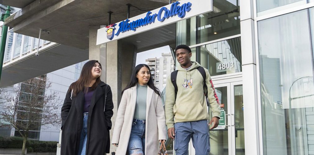 Alexander College Students outside Burnaby campus