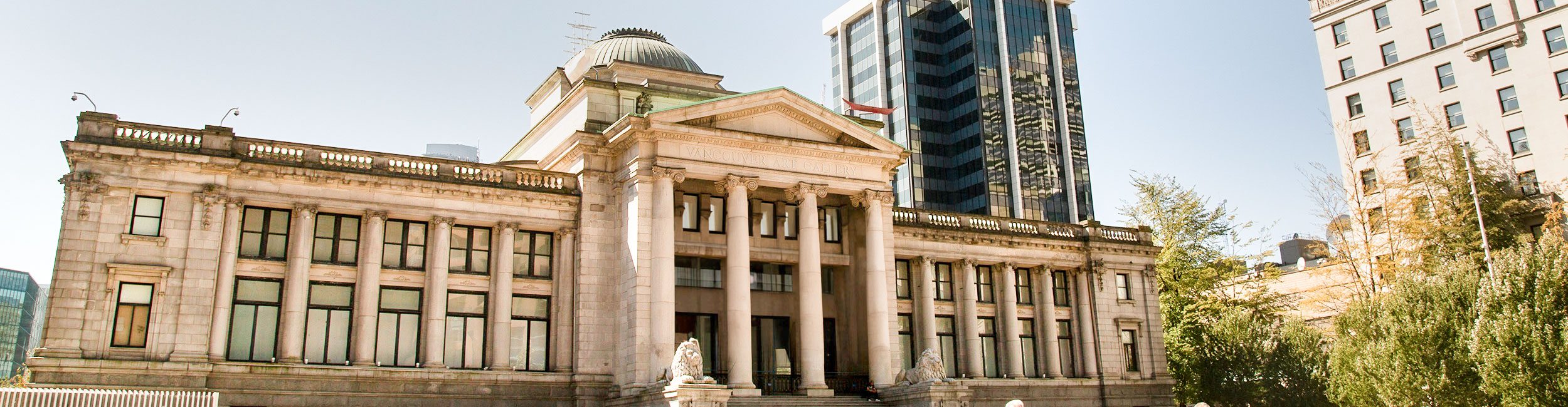 An exterior shot of the Vancouver Art Gallery