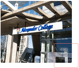 the entrance to Alexander College Burnaby campus